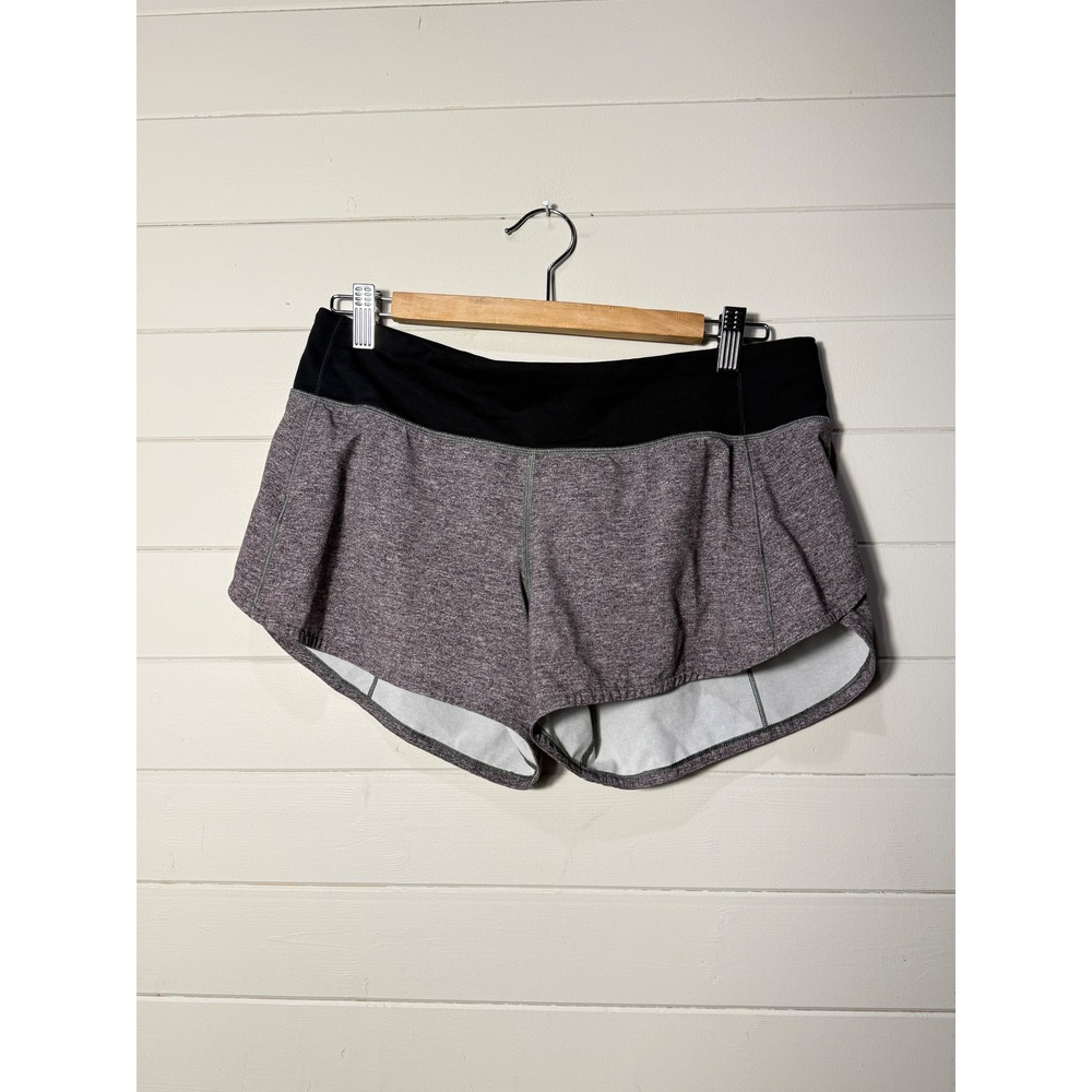 Lululemon Speed‎ Up Running Shorts Womens 8 Tall Gray Heathered Zipper Pocket EX